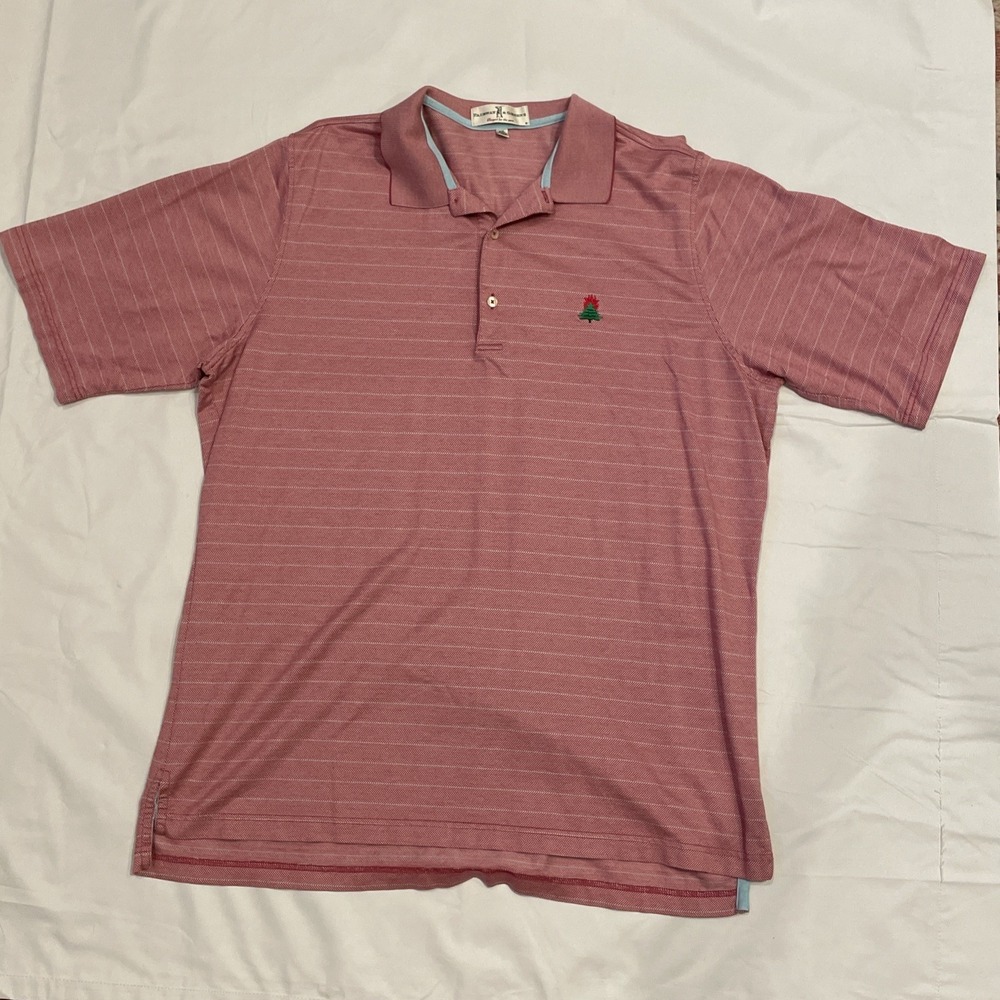 Fairway & Greene Polo Shirt Men's XXL Red White Striped Burning Tree Golf